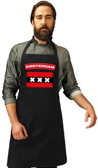 Bellatio Decorations Amsterdam vlag barbecueschort/ keukenschort zwart volwassenen