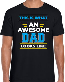 Bellatio Decorations An awesome dad / een geweldige papa cadeau t-shirt zwart voor heren L