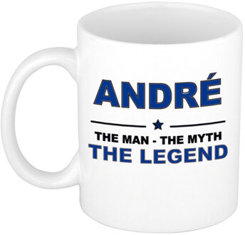Bellatio Decorations Andr? cadeau mok - man myth legend - naam koffiemok / beker - wit en blauw - 300 ml Donkerblauw