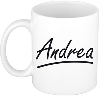 Bellatio Decorations Andrea voornaam kado beker / mok sierlijke letters - gepersonaliseerde mok met naam - Naam mokken Multikleur