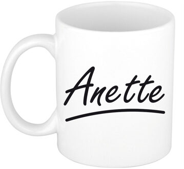 Bellatio Decorations Anette voornaam kado beker / mok sierlijke letters - gepersonaliseerde mok met naam - Naam mokken Multikleur