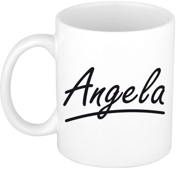 Bellatio Decorations Angela voornaam kado beker / mok sierlijke letters - gepersonaliseerde mok met naam - Naam mokken Multikleur