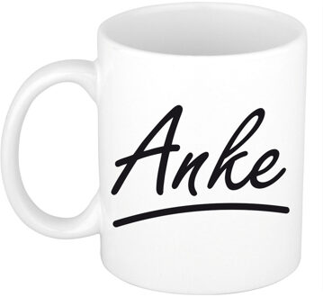 Bellatio Decorations Anke voornaam kado beker / mok sierlijke letters - gepersonaliseerde mok met naam - Naam mokken Multikleur