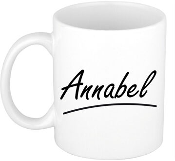 Bellatio Decorations Annabel Naam koffiemok - beker - met sierlijke letters - wit - 300 ml - Cadeau - Dames