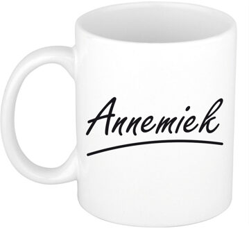 Bellatio Decorations Annemiek Naam koffiemok - beker - met sierlijke letters - wit - 300 ml - Cadeau - Dames