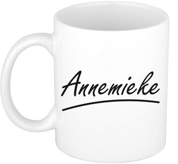 Bellatio Decorations Annemieke voornaam kado beker / mok sierlijke letters - gepersonaliseerde mok met naam - Naam mokken Multikleur