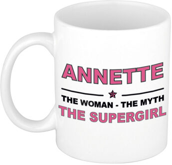 Bellatio Decorations Annette cadeau mok - Woman Myth Supergirl - naam koffiemok - 300 ml - collega - moederdag Oudroze