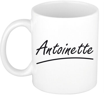 Bellatio Decorations Antoinette Naam koffiemok - beker - met sierlijke letters - wit - 300 ml - Cadeau - Dames