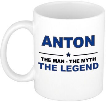 Bellatio Decorations Anton cadeau mok - man myth legend - naam koffiemok / beker - wit en blauw - 300 ml