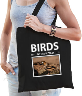 Bellatio Decorations Appelvink vogel tasje zwart volwassenen en kinderen - birds of the world kado boodschappen tas