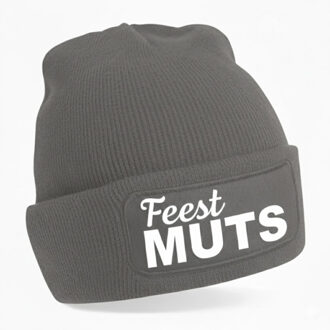 Bellatio Decorations Apres ski muts voor volwassene - feest muts - grijs - foute wintersport beanie One size
