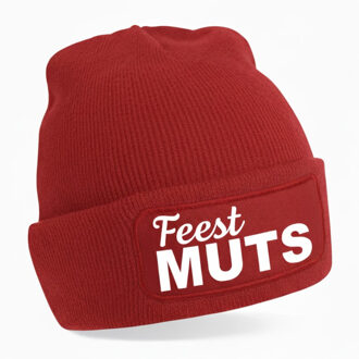 Bellatio Decorations Apres ski muts voor volwassene - feest muts - rood - foute wintersport beanie One size