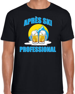 Bellatio Decorations Apres-ski professional t-shirt wintersport zwart voor heren M - Feestshirts