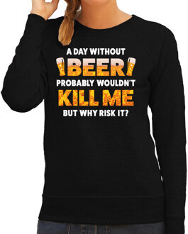 Bellatio Decorations Apres ski sweater A day without beer zwart dames - Wintersport trui 2XL