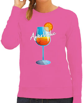 Bellatio Decorations Apres ski sweater dames - aperholic - roze - wintersport - Aperol - skieen/snowboarden M