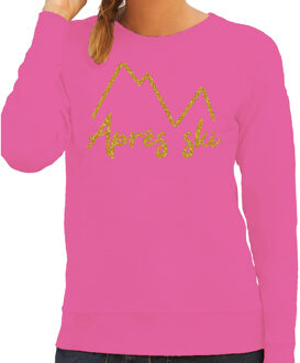 Bellatio Decorations Apres ski sweater dames - Apres ski/bergen - roze/glitter goud XS