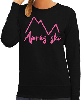 Bellatio Decorations Apres ski sweater dames - Apres ski/bergen - zwart/glitter roze XS