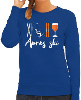 Bellatio Decorations Apres ski sweater dames - Apres ski - blauw - wintersport - grappig - skieen/snowboarden 2XL