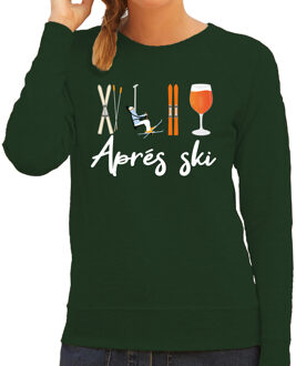 Bellatio Decorations Apres ski sweater dames - Apres ski - groen - wintersport - grappig - skieen/snowboarden XS