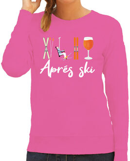 Bellatio Decorations Apres ski sweater dames - Apres ski - roze - wintersport - grappig - skieen/snowboarden