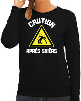 Bellatio Decorations Apres ski sweater dames - apres ski waarschuwing - zwart - winter XS