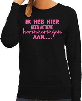 Bellatio Decorations Apres ski sweater dames - geen actieve herinnering - zwart - glitter roze - wintersport - skieen 2XL