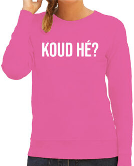 Bellatio Decorations Apres ski sweater dames - Koud he - roze - apres ski party - snowboarden - wintersport L