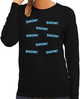 Bellatio Decorations Apres ski sweater dames - SNOW! - zwart - glitter blauw - skieen L