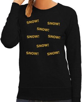 Bellatio Decorations Apres ski sweater dames - SNOW! - zwart - glitter goud - wintersport - skieen/snowboarden XL
