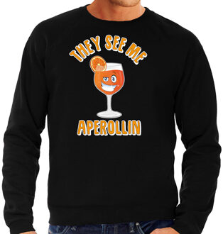 Bellatio Decorations Apres ski sweater heren - aperol spritz - zwart - apres ski/wintersport 2XL