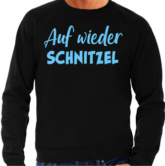 Bellatio Decorations Apres ski sweater heren - Auf wieder Schnitzel - zwart - glitter blauw - wintersport - skieen