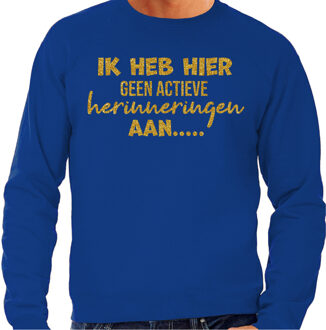Bellatio Decorations Apres ski sweater heren - geen actieve herinnering - blauw - glitter goud - wintersport - skieen