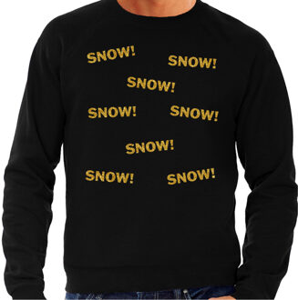Bellatio Decorations Apres ski sweater heren - SNOW! - zwart - glitter goud - wintersport - skieen/snowboarden 2XL
