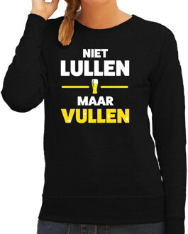 Bellatio Decorations Apres ski sweater Niet lullen maar vullen zwart dames - Wintersport trui 2XL