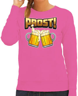 Bellatio Decorations Apres ski sweater/trui dames - prost - roze - wintersport - proost/proosten XL