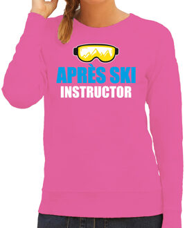 Bellatio Decorations Apres ski sweater/trui voor dames - apres ski instructor - roze - wintersport - skien M