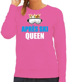 Bellatio Decorations Apres ski sweater/trui voor dames - apres ski queen - roze - wintersport - skien S