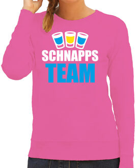 Bellatio Decorations Apres ski sweater/trui voor dames - schnapps team - roze - wintersport - skien 2XL