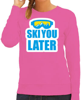 Bellatio Decorations Apres ski sweater/trui voor dames - ski you later - roze - wintersport - skien 2XL