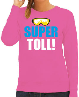 Bellatio Decorations Apres ski sweater/trui voor dames - super toll - roze - wintersport - skien 2XL