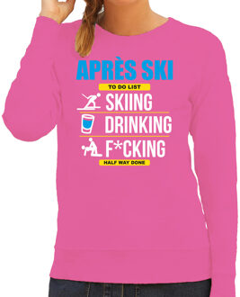 Bellatio Decorations Apres ski sweater/trui voor dames - to do list - roze - wintersport - skien 2XL