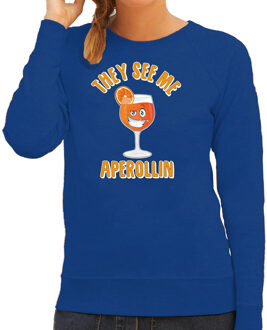 Bellatio Decorations Apres ski sweater voor dames - aperol spritz - blauw - apres ski/wintersport - skien 2XL