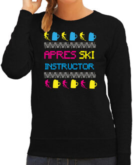 Bellatio Decorations Apres ski sweater voor dames - apres ski instructor - zwart - winter trui XL