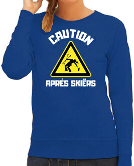 Bellatio Decorations Apres ski sweater voor dames - apres ski waarschuwing - blauw - winter trui XL