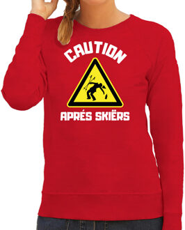 Bellatio Decorations Apres ski sweater voor dames - apres ski waarschuwing - rood - winter trui S