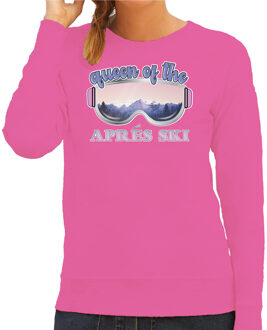 Bellatio Decorations Apres ski sweater voor dames - Queen of the apres ski - roze - apres ski/wintersport - skien L