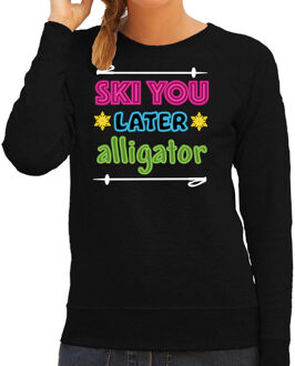 Bellatio Decorations Apres ski sweater voor dames - ski you later alligator - zwart - wintersport 2XL