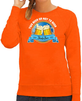 Bellatio Decorations Apres ski sweater voor dames - two beer or not to beer - oranje - wintersport - bier S