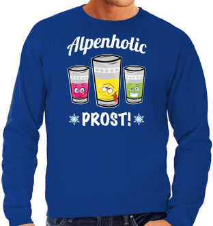 Bellatio Decorations Apres ski sweater voor heren - Alpenholic - blauw - wintersport - prost/proost - skien/snowboarden
