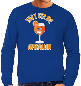 Bellatio Decorations Apres ski sweater voor heren - aperol spritz - blauw - apres ski/wintersport - skien